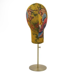 Faceless Fabric Display Head with Brushed Gold Stand - 48cm