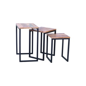 Blue City Wooden Top Nest Tables - Set of 3