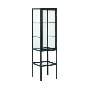 Blue City Iron & Glass Display Cabinet - 3 Shelves - 150 x 40 x 40cm