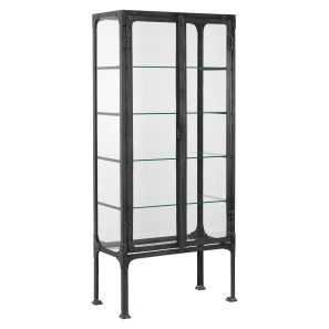Blue City Iron & Glass Display Cabinet - 5 Shelves - 173 x 77 x 39cm