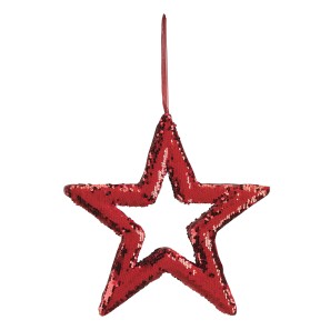 Red Hanging Open Star - 42cm