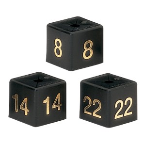 Gold on Black Womanswear Size Cubes