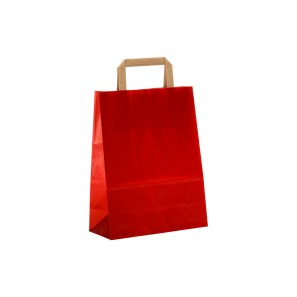 Red Flat-Handle Paper Carrier Bags
