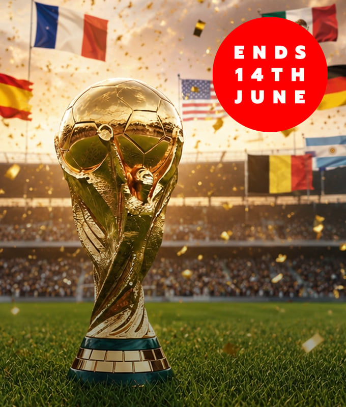 Celebrate the World Cup kick off - ends 14th June! Celebrate the World Cup kick off - ends 14th June!