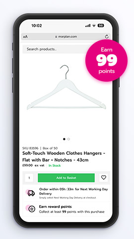 Earn rewards points on White Soft-Touch Wooden Clothes Hangers with Morplan Rewards
